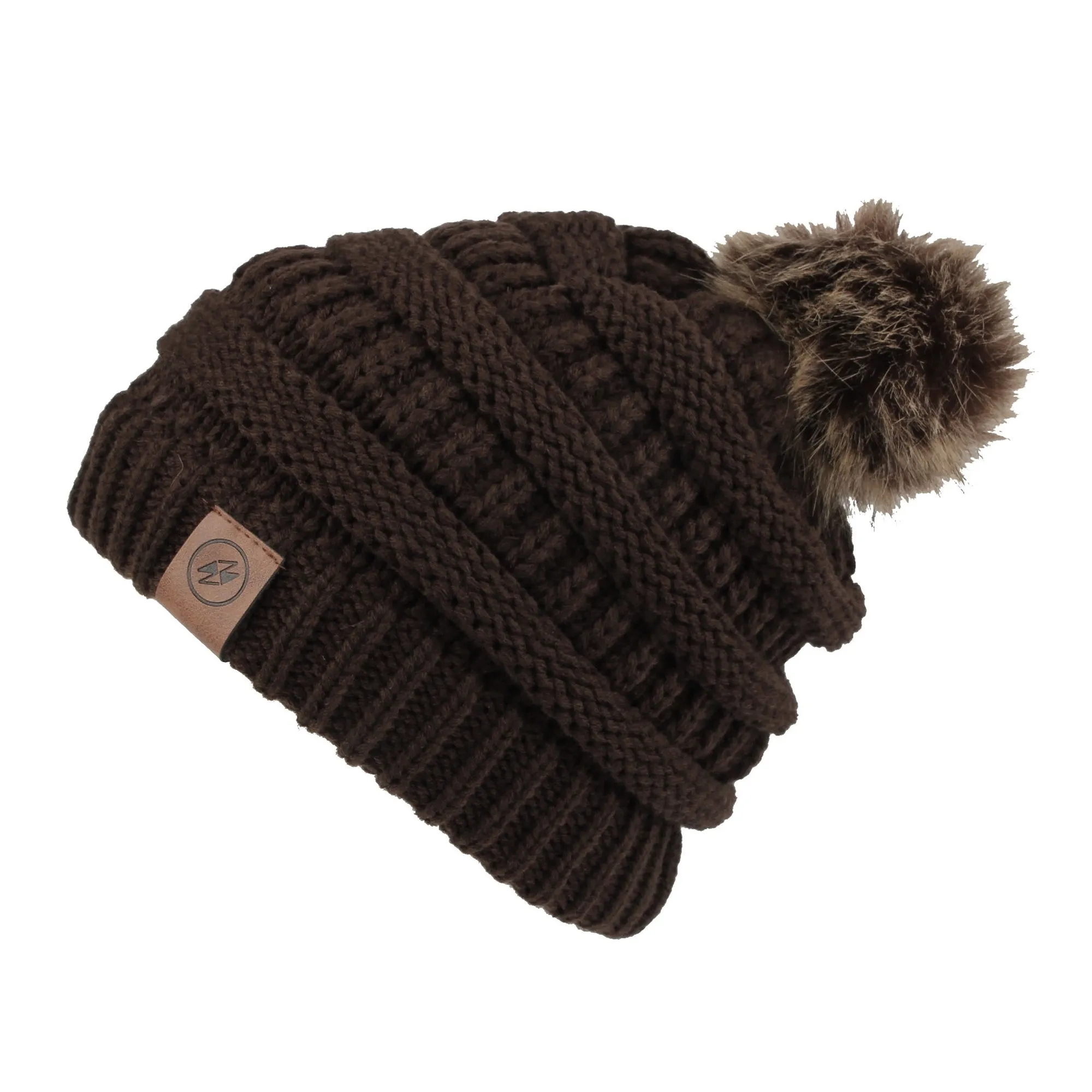 Cable Knit Ribbed Pom Beanie Winter Hat Slouchy Cap HZP0030