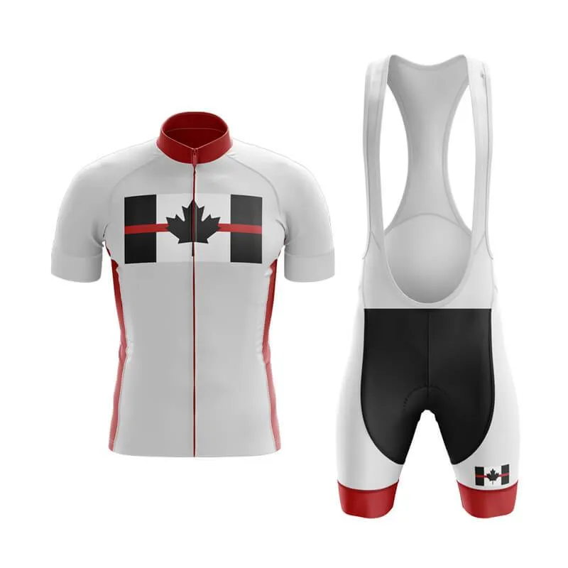 Canada Red Thin Line Club Cycling Kit (White)