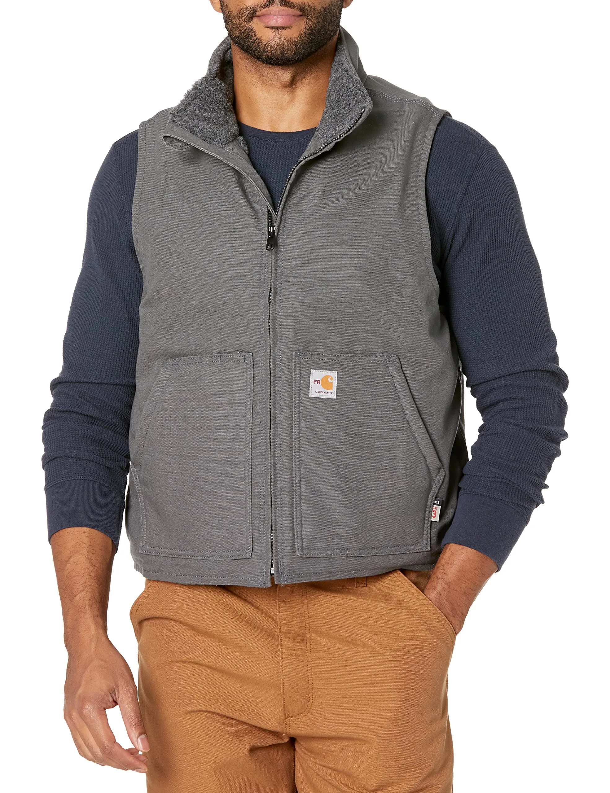 Carhartt 104981 Men's Flame Resistant Relaxed Fit Duck Sherpa-Lined Mock Neck Vest