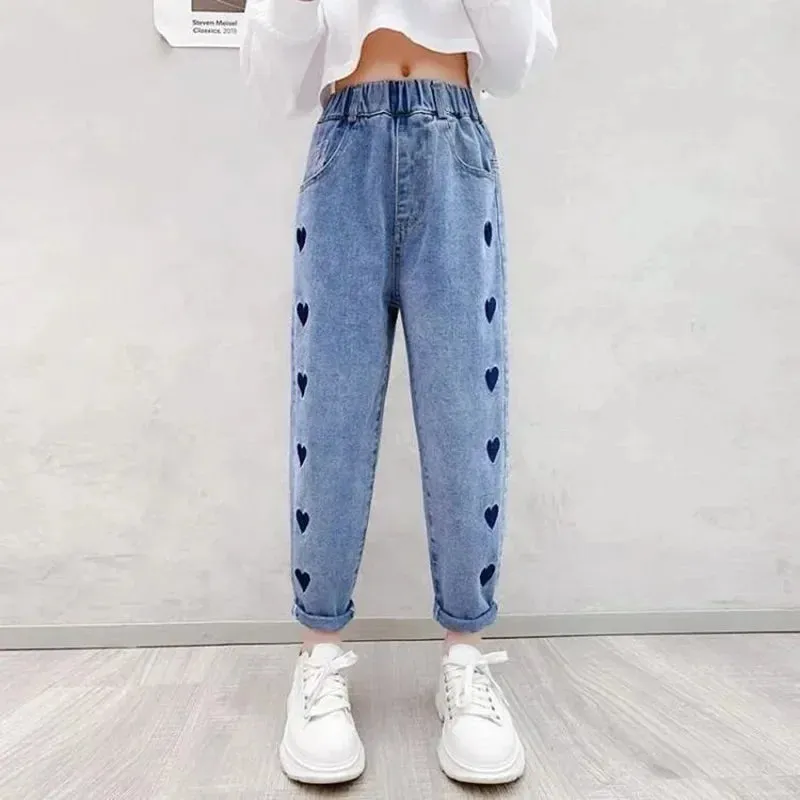 Casual Kids Baby Girls Cowboy Pants Spring Autumn Baby Girls Printing Jeans Kids Girls Children Clothing Kids Baby Girl Jeans