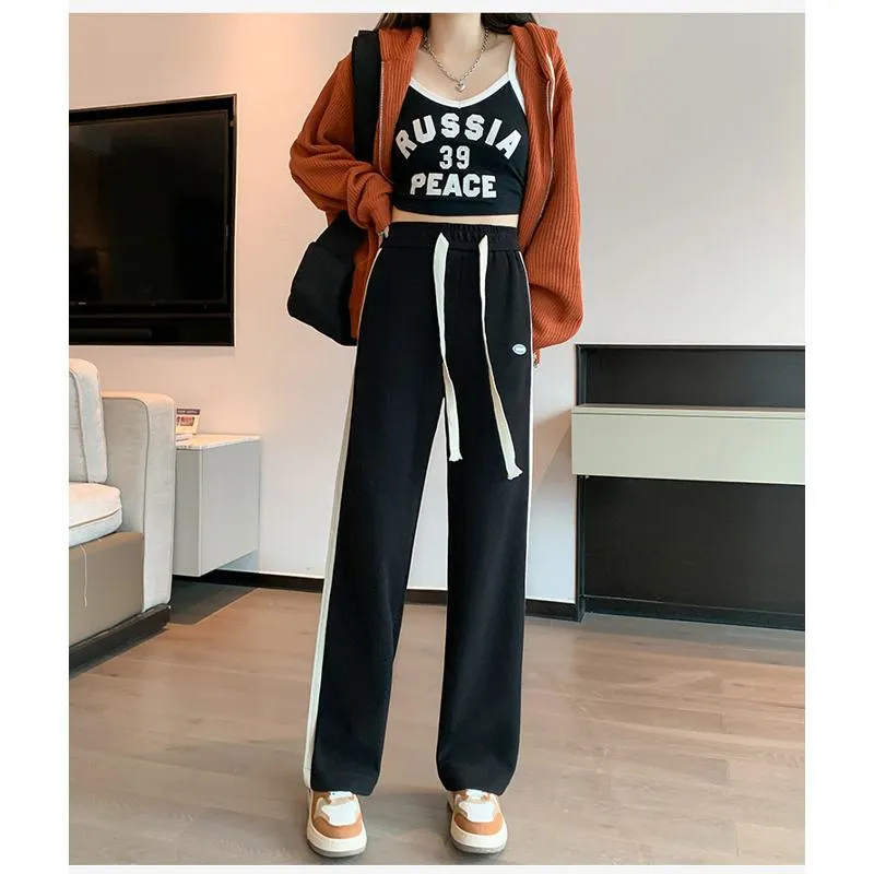 Casual Plus Sports Straight Leg Plus Velvet Loose Fit Sweatpants