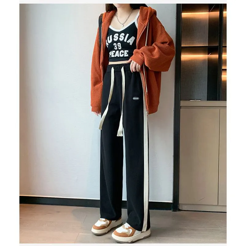 Casual Plus Sports Straight Leg Plus Velvet Loose Fit Sweatpants