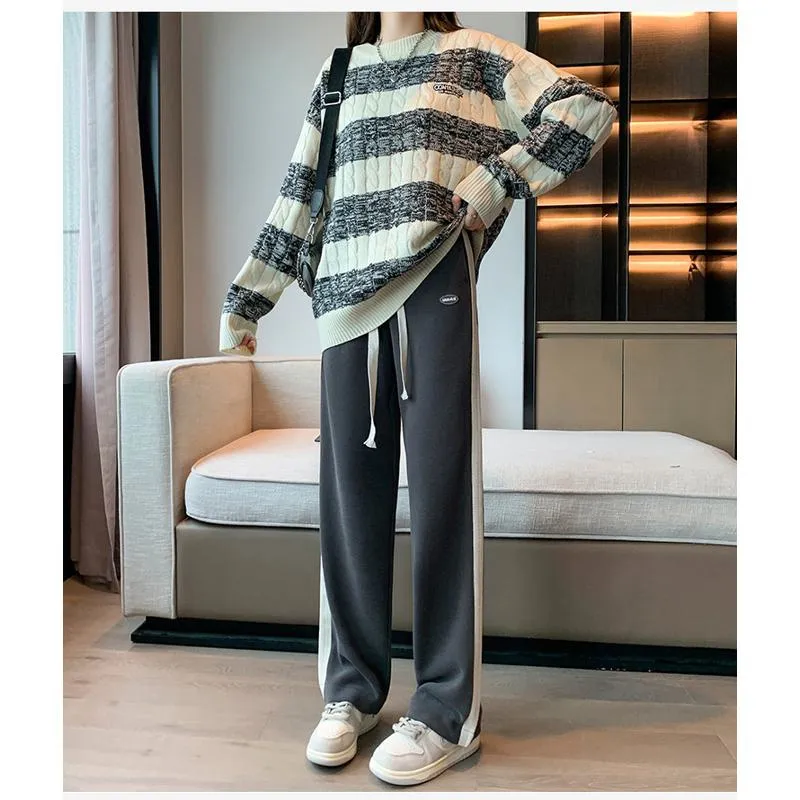 Casual Plus Sports Straight Leg Plus Velvet Loose Fit Sweatpants