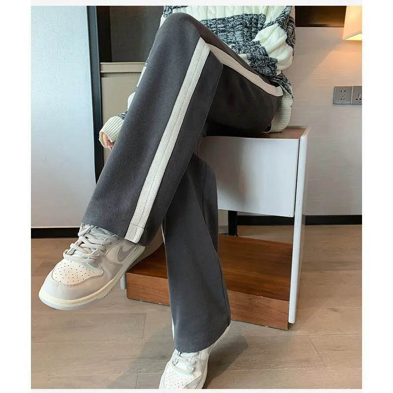 Casual Plus Sports Straight Leg Plus Velvet Loose Fit Sweatpants