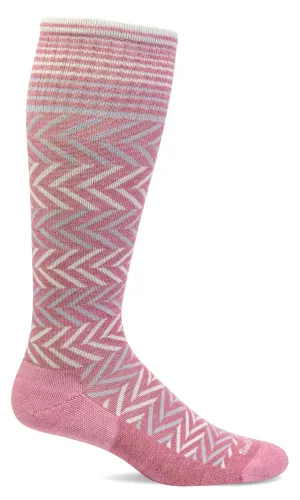 Chevron Women's Bamboo/Merino Moderate Graduated Compression Sock in Lotus