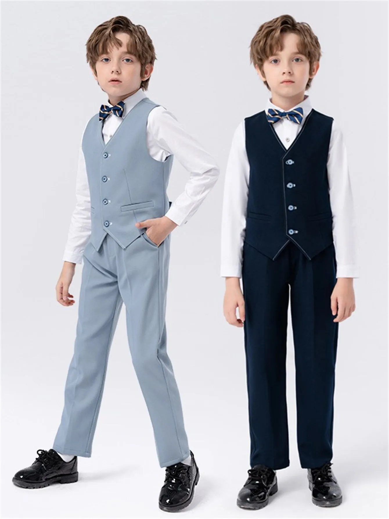 Children's four-piece suit (long-sleeved shirt   vest   pants   bow tie)