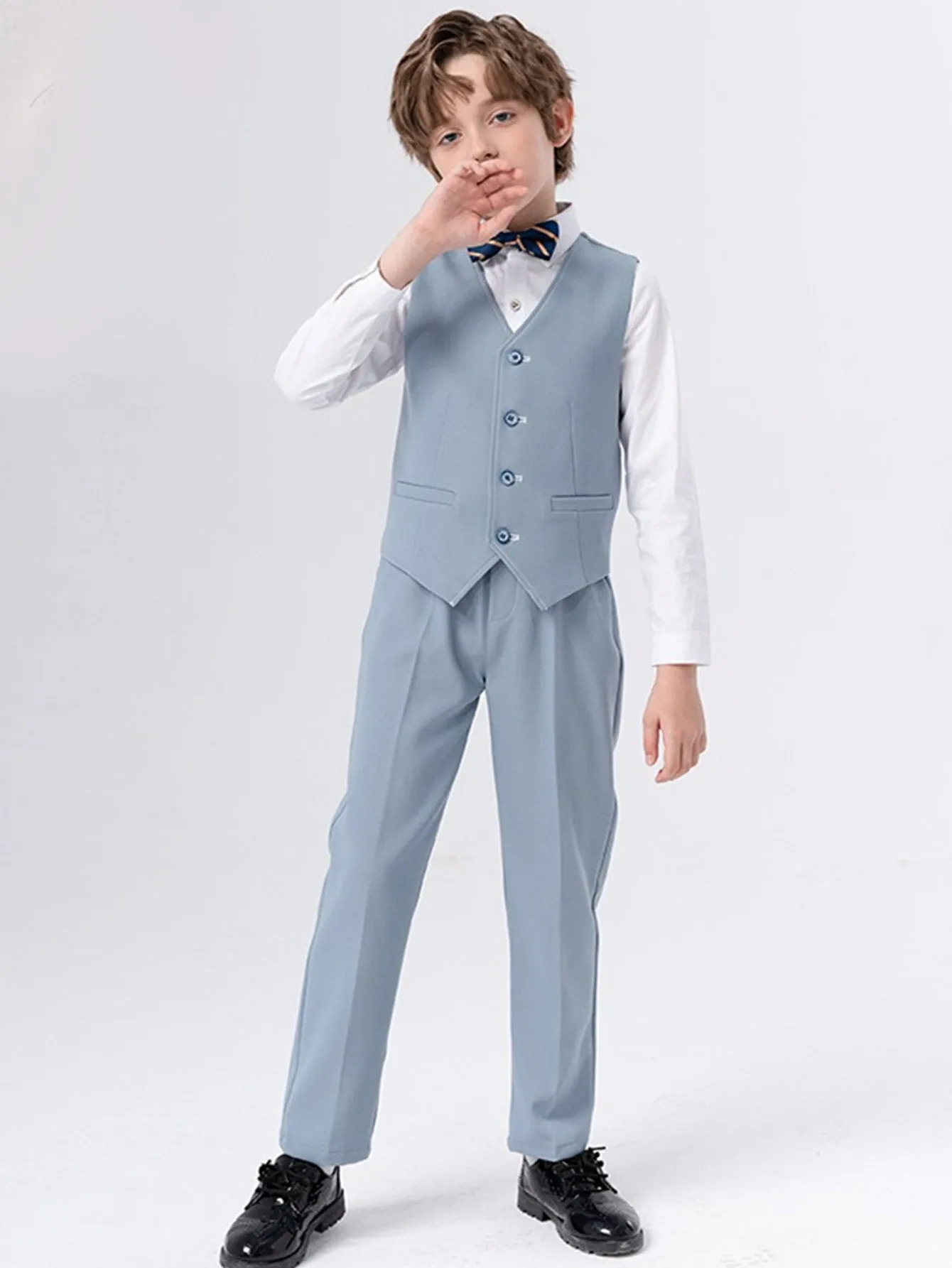 Children's four-piece suit (long-sleeved shirt   vest   pants   bow tie)