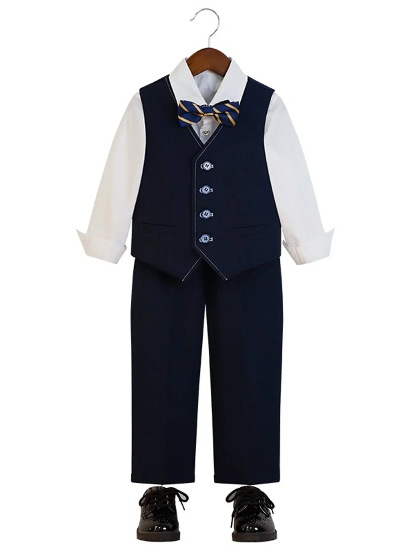 Children's four-piece suit (long-sleeved shirt   vest   pants   bow tie)