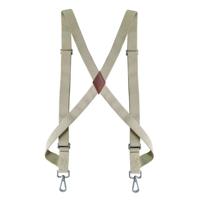 Chokore X-shaped Snap Hook Suspenders (Beige)