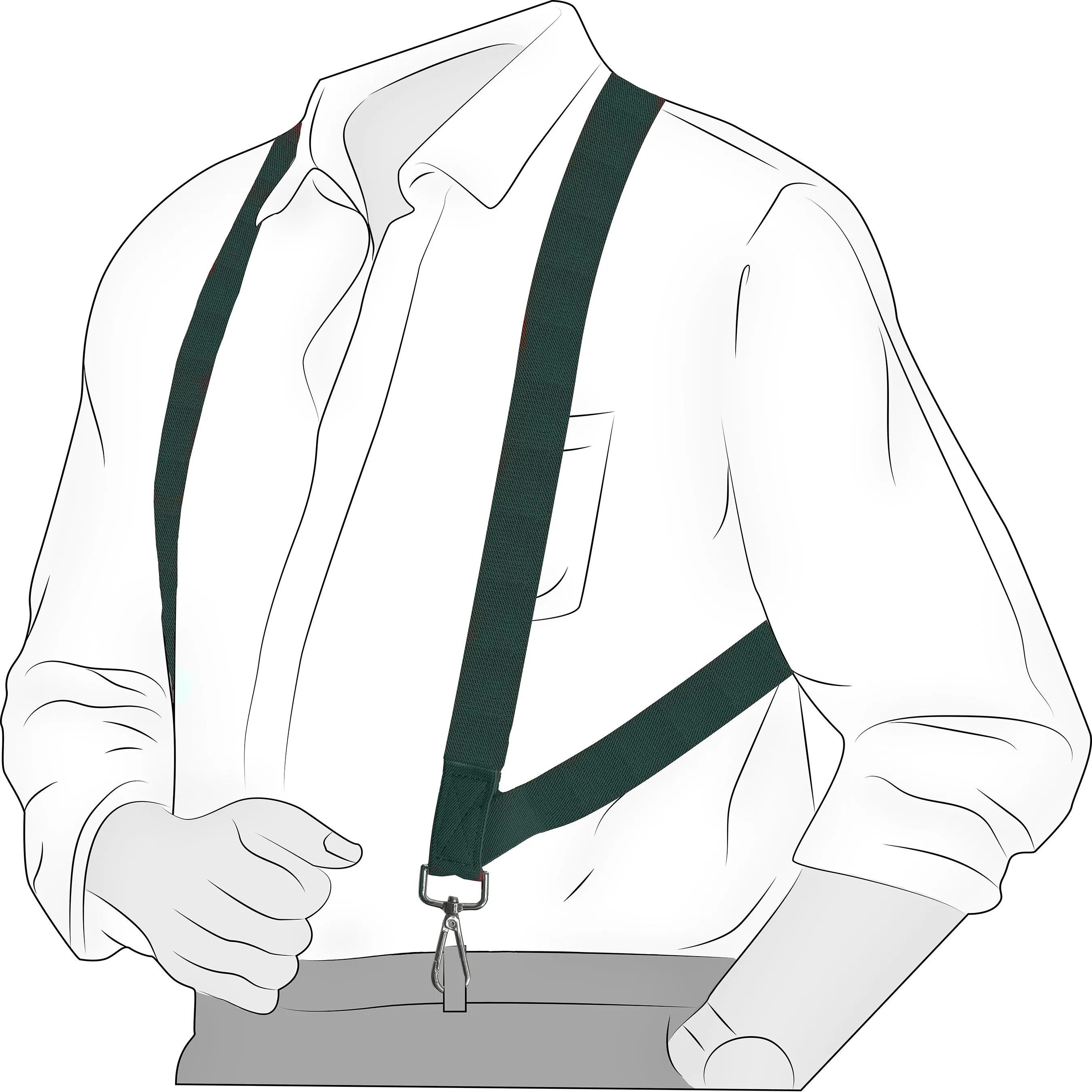 Chokore X-shaped Snap Hook Suspenders (Dark Green)