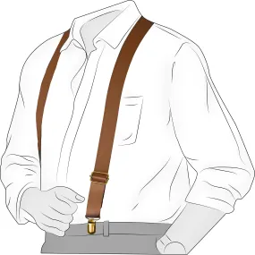 Chokore Y-shaped PU Leather Suspenders with Finger Clips (Light Brown)