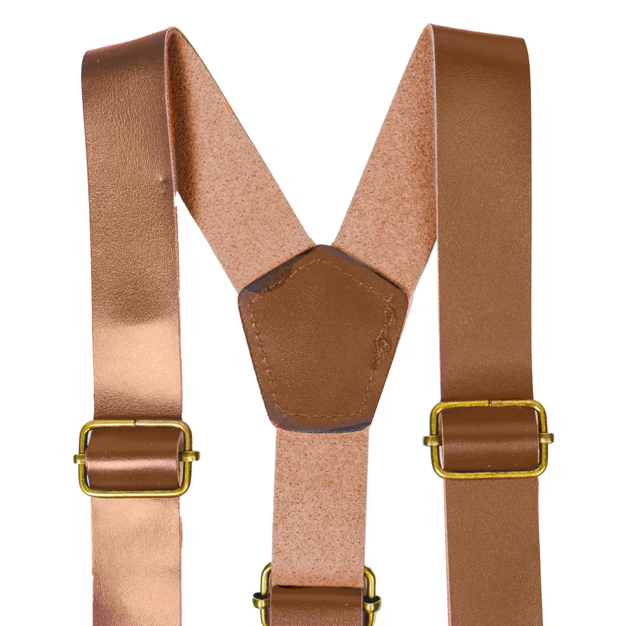 Chokore Y-shaped PU Leather Suspenders with Finger Clips (Light Brown)