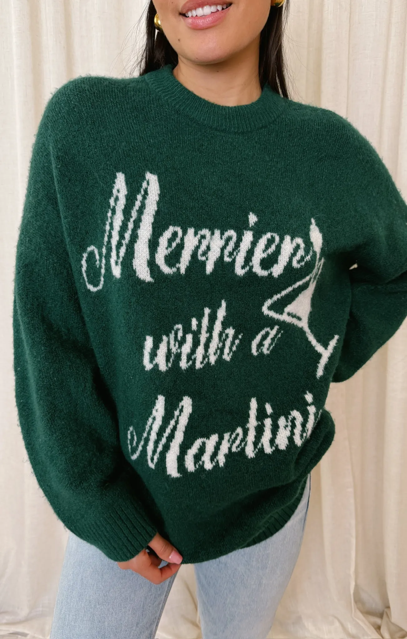 Classic Crewneck Sweater ~ Martini Graphic Knit