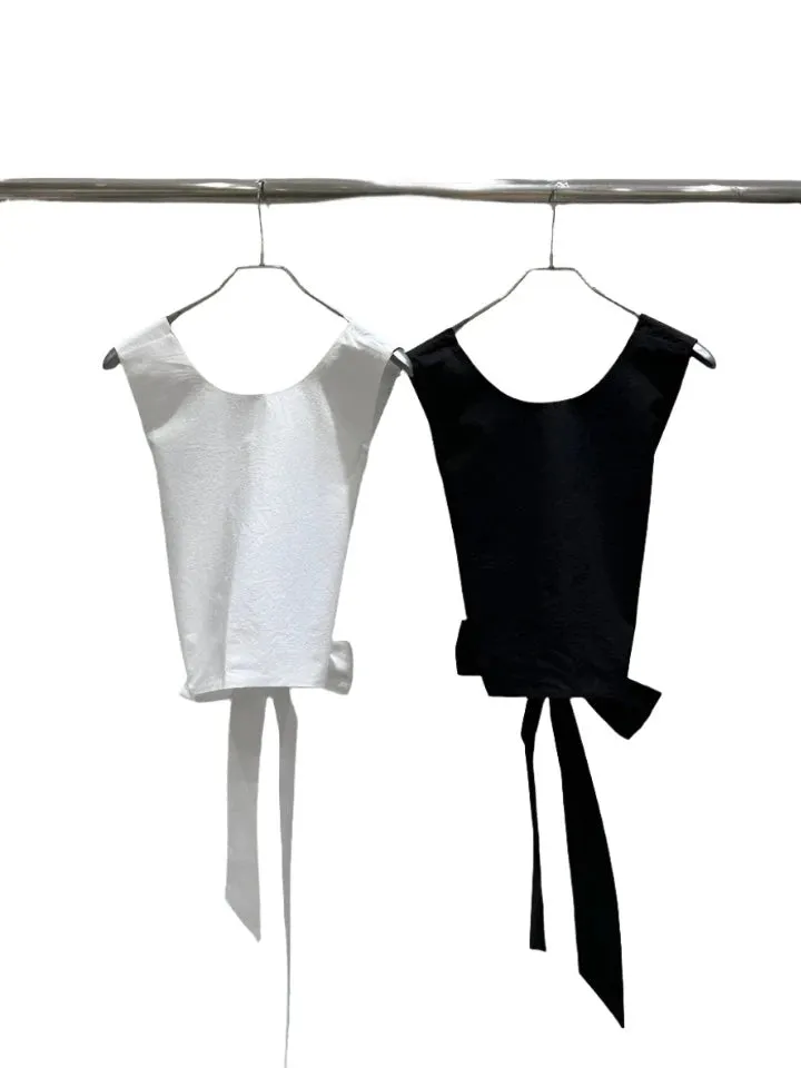 Clever Alice Tie Vest in Black or White