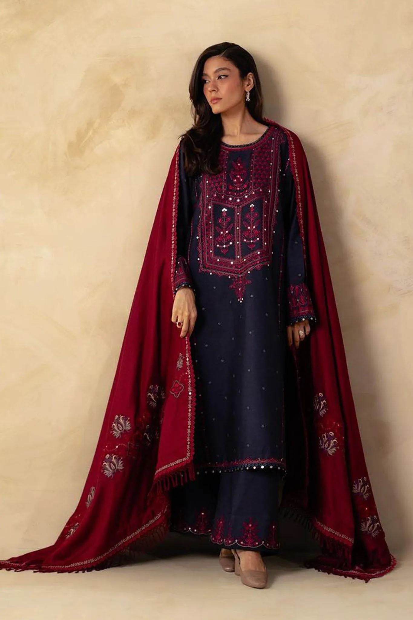 Coco by Zara Shahjahan Unstitched 3 Piece Winter Collection'2023-ZW-04-B