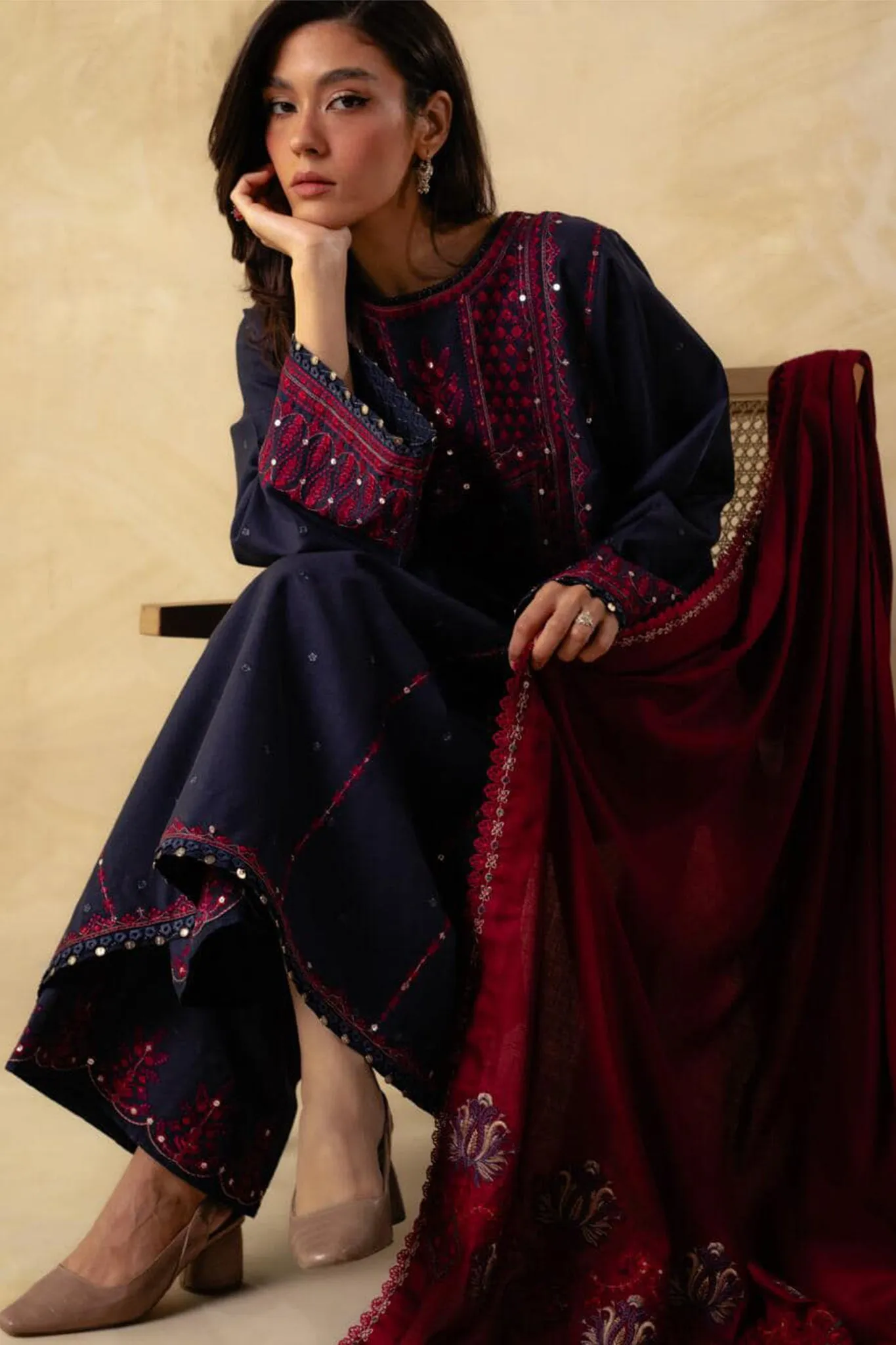 Coco by Zara Shahjahan Unstitched 3 Piece Winter Collection'2023-ZW-04-B