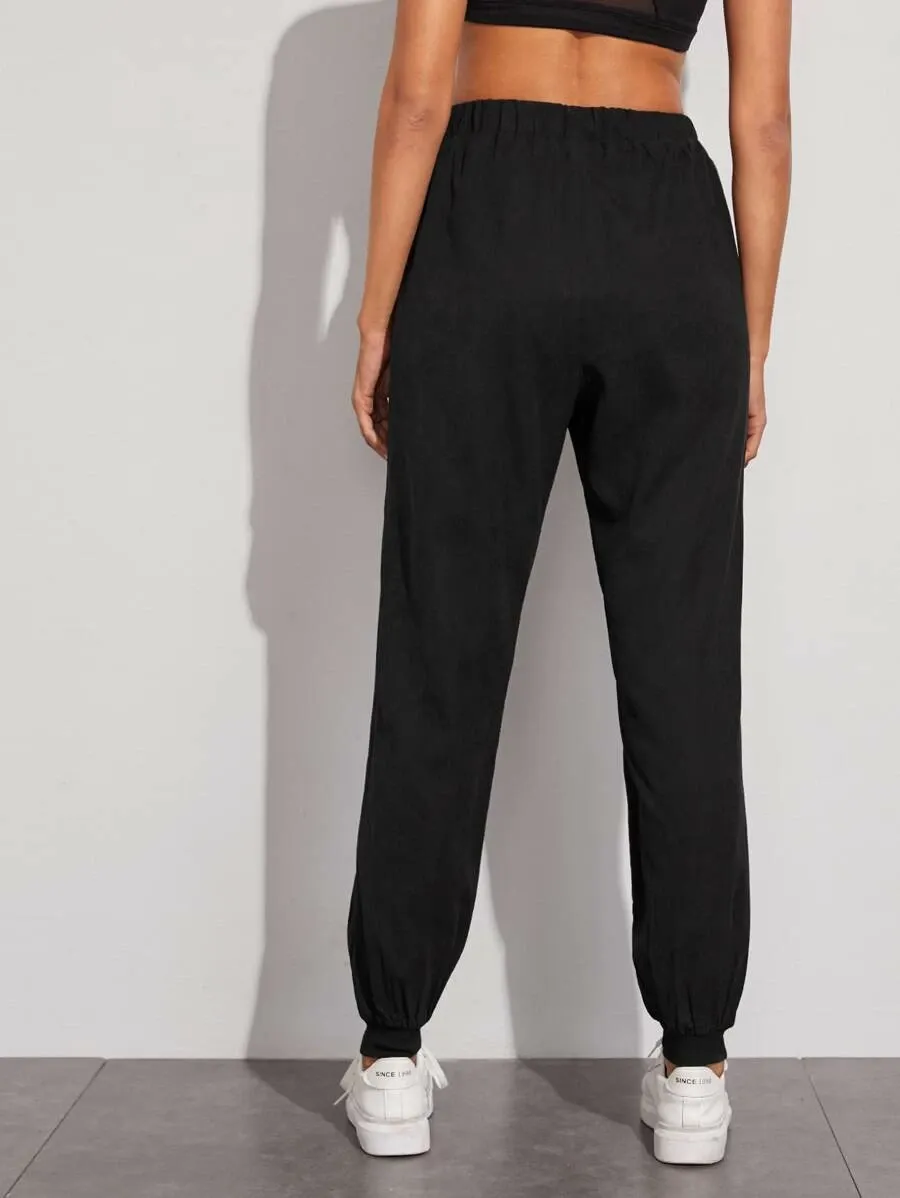 Contrast Binding Elastic Waist Sweatpants