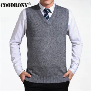 COODRONY 2018 New Arrival Solid Color Sweater Vest Men Cashmere Sweaters Wool Pullover Men Brand V-Neck Sleeveless Jersey Hombre