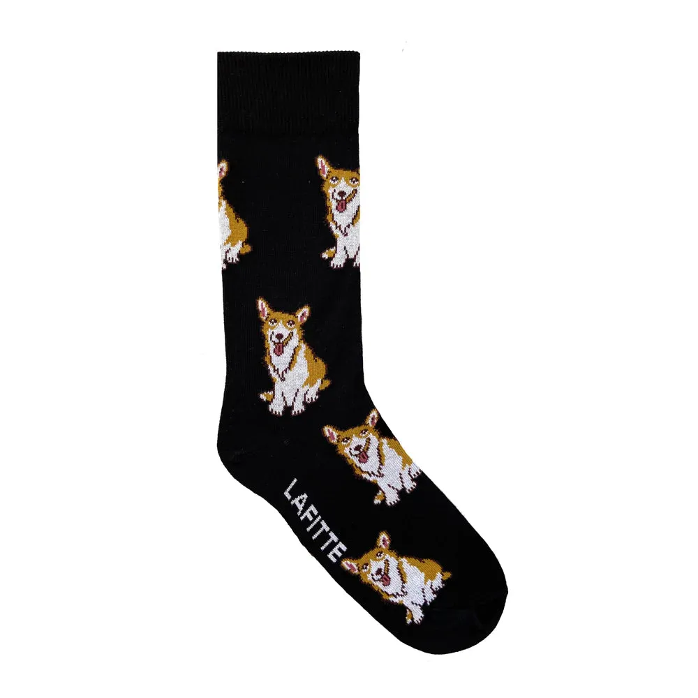 Corgi Crew Socks in Black - Aussie Made