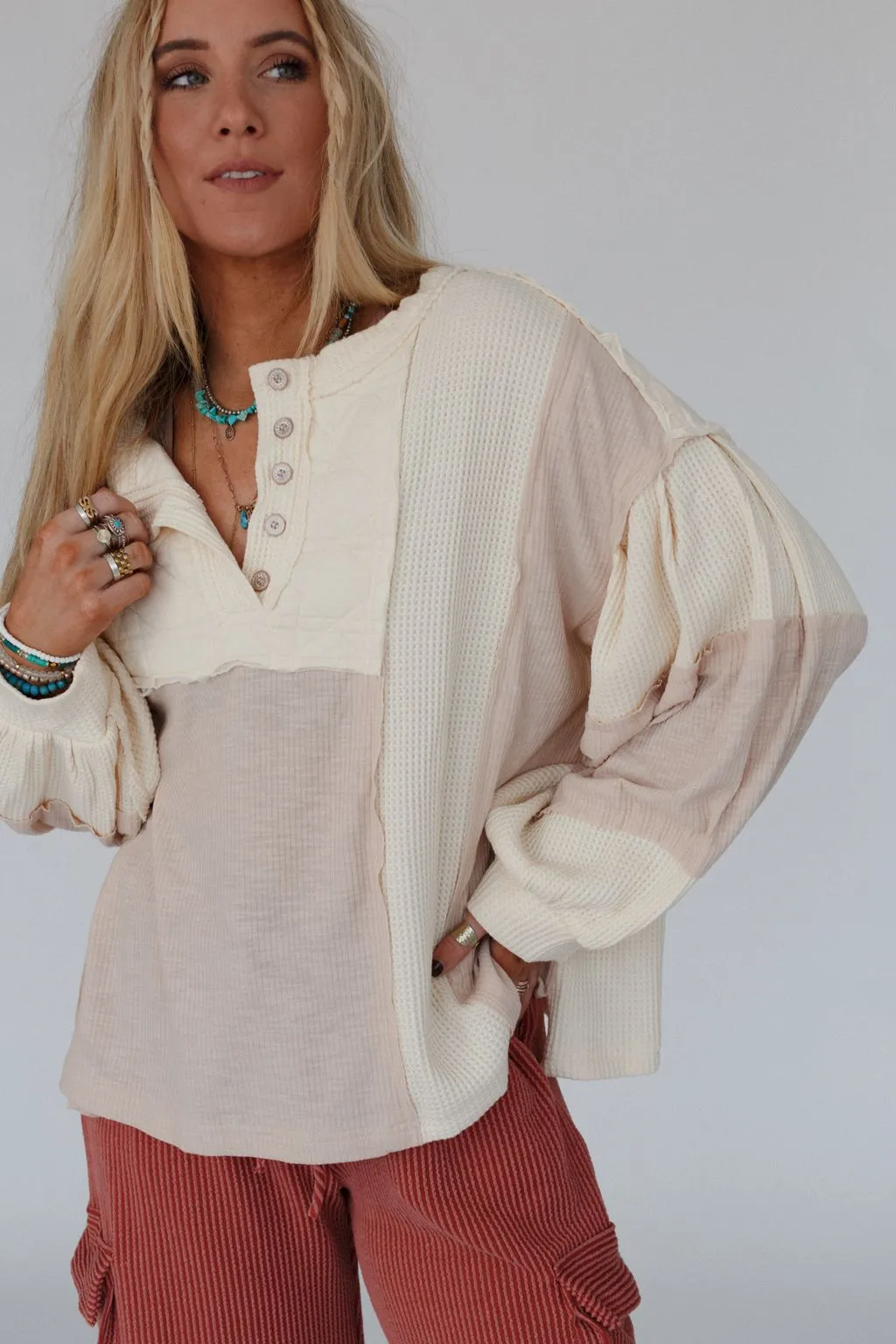 Cozy Oasis Multi Color Top - Cream