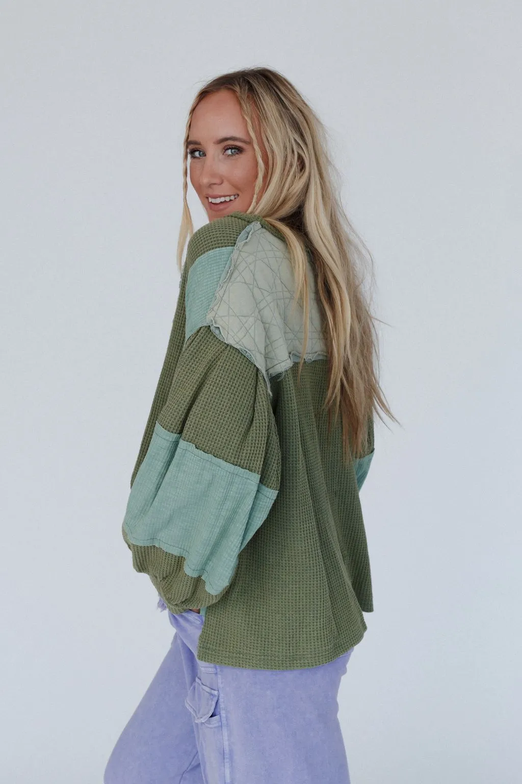 Cozy Oasis Multi Color Top - Green