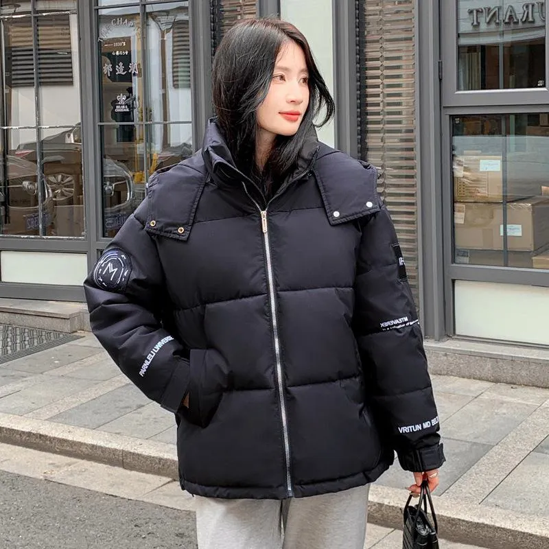 Cropped Hooded Loose Fit Thickened Puffer Jacket