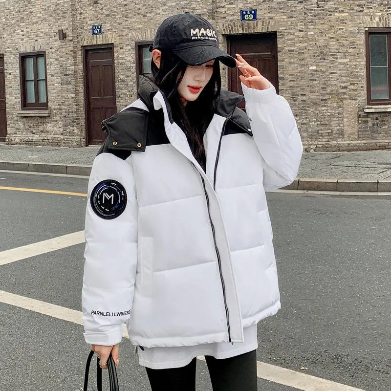 Cropped Hooded Loose Fit Thickened Puffer Jacket