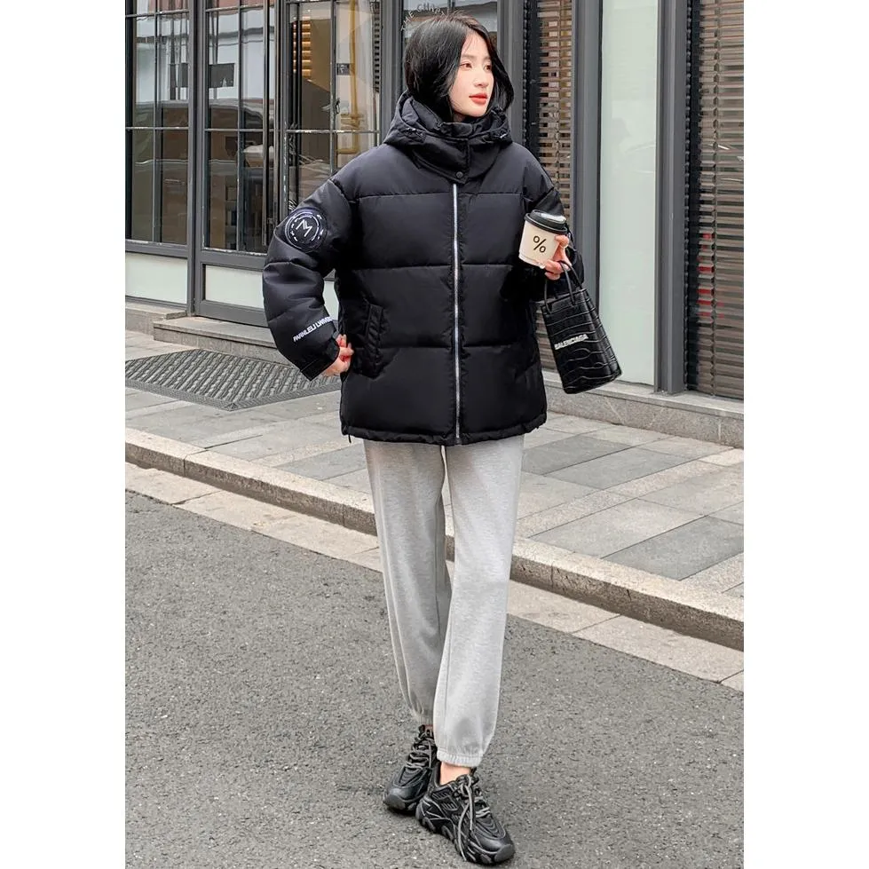 Cropped Hooded Loose Fit Thickened Puffer Jacket