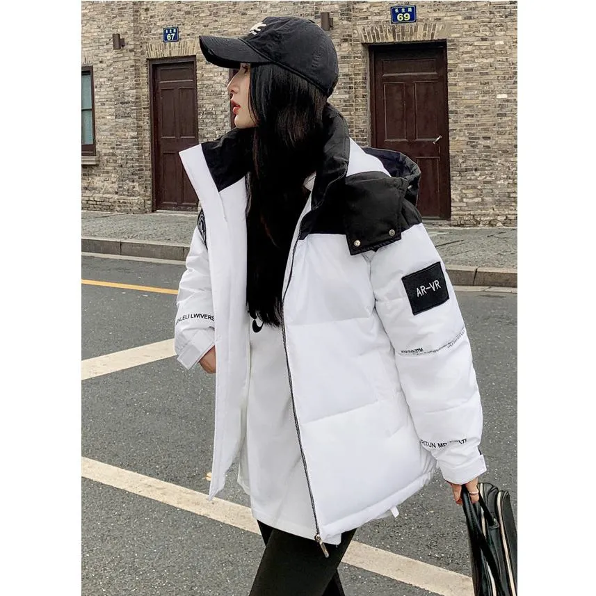 Cropped Hooded Loose Fit Thickened Puffer Jacket