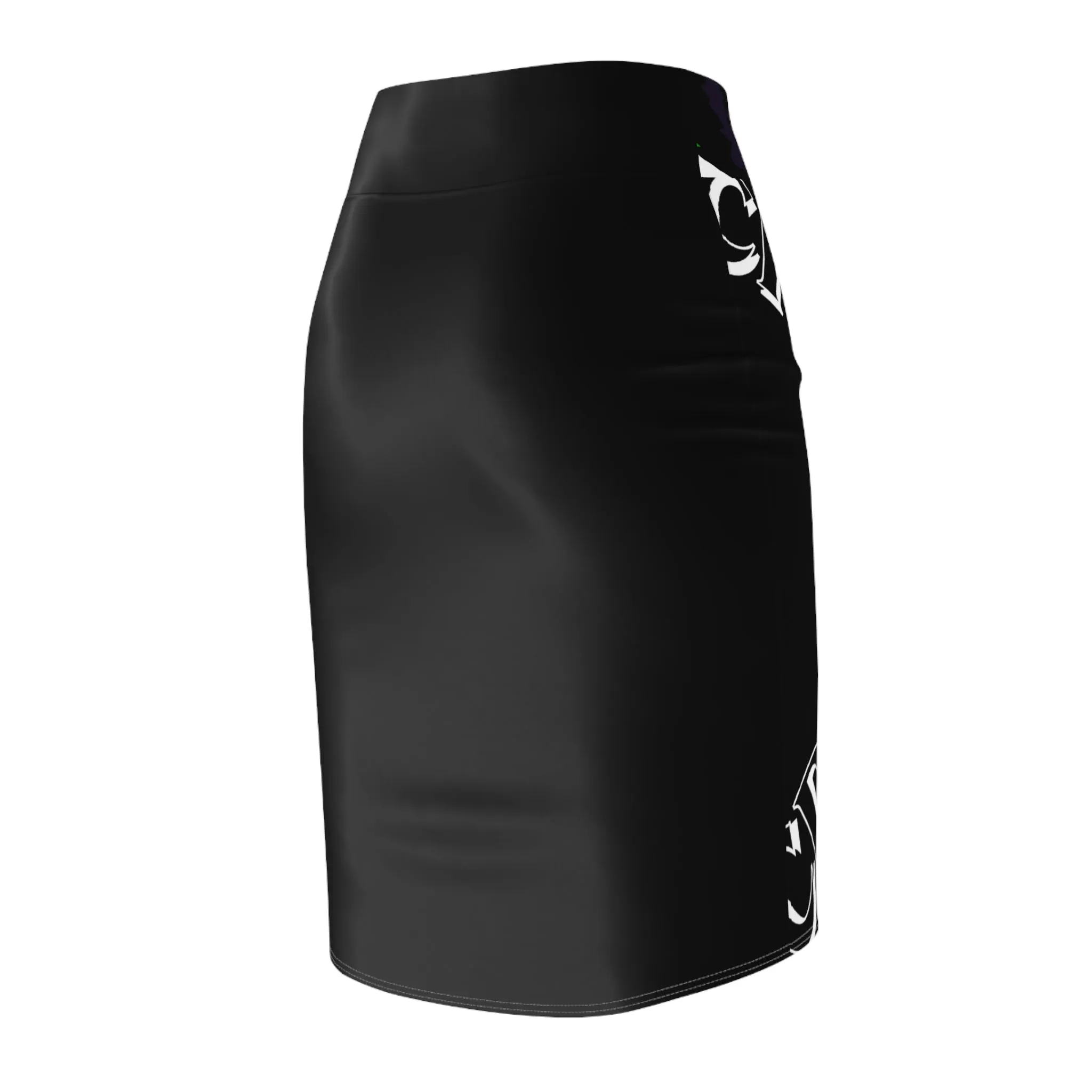 Crowgodshi First Generation Limited Edition Women's Pencil Skirt, WHITE LOGO