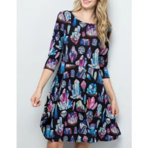 Crystal Print Sweater Dress