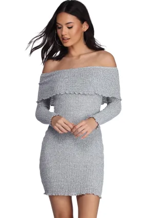 Cutie In Cable Knit Mini Dress