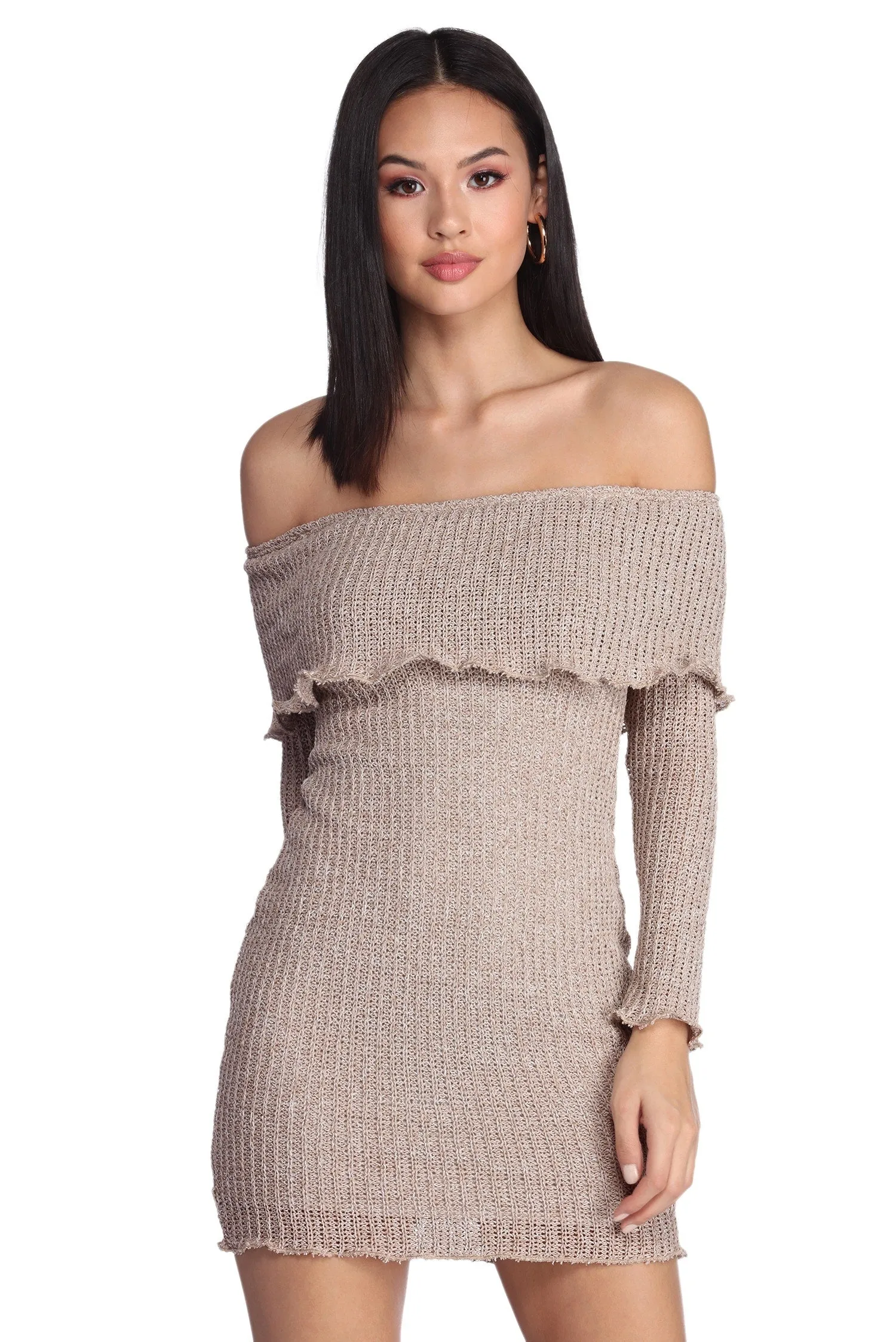 Cutie In Cable Knit Mini Dress