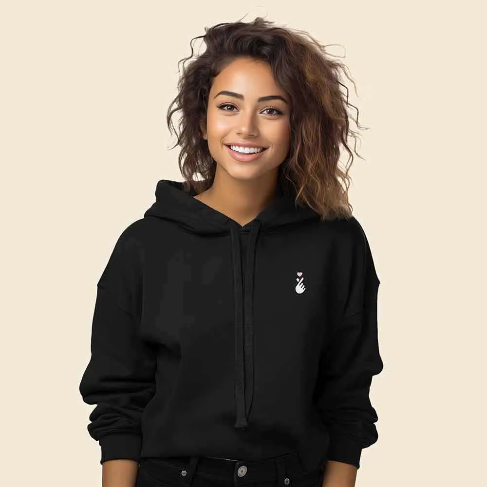 Dalix Snap Heart Cropped Hoodie