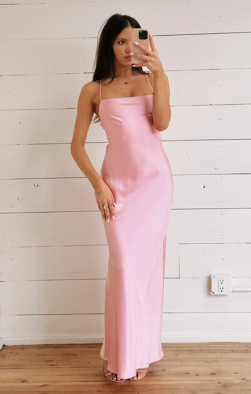 Dani Slip Dress ~ Light Pink Luxe Satin