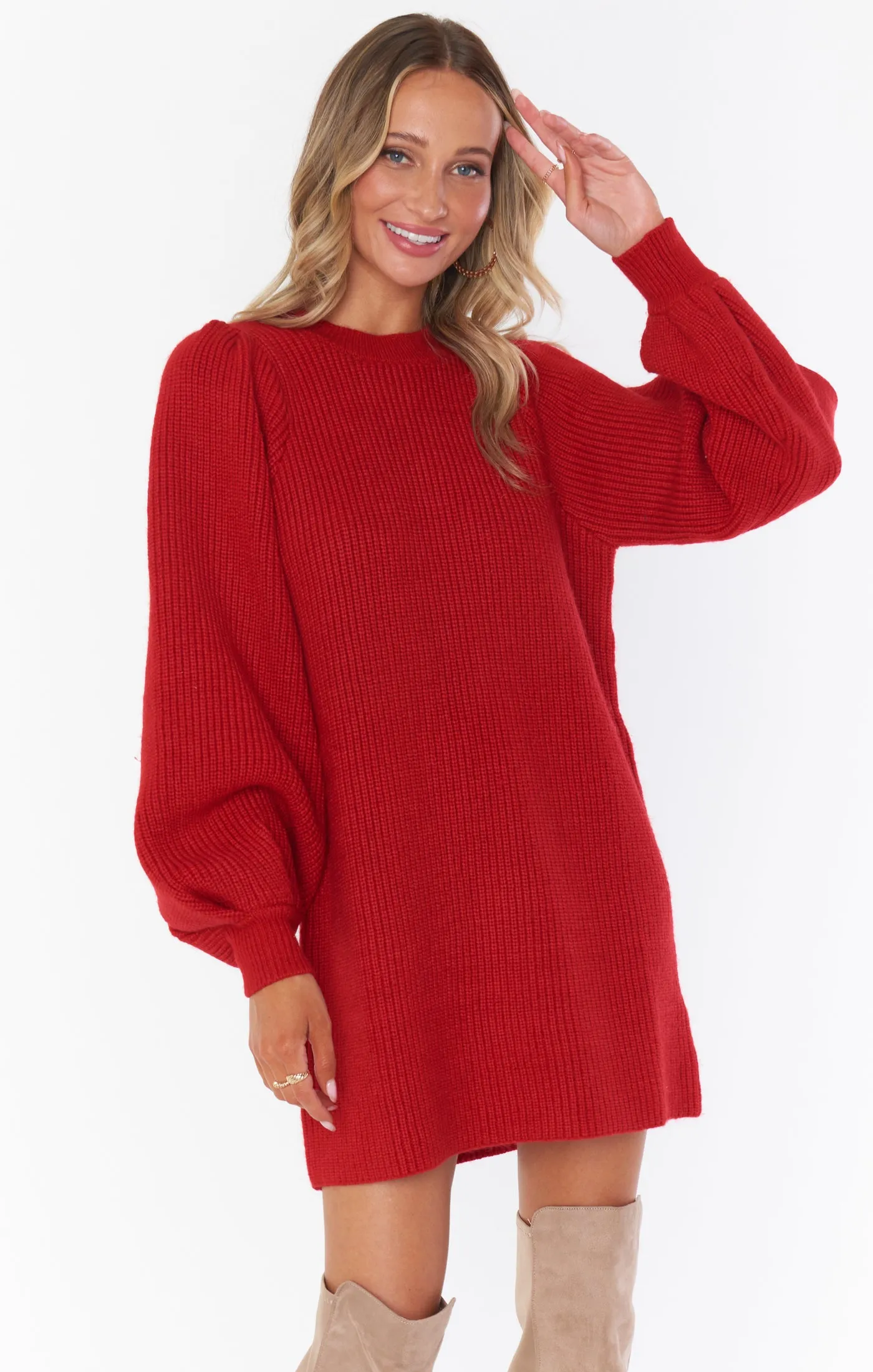 Dixon Sweater Dress ~ Red Knit