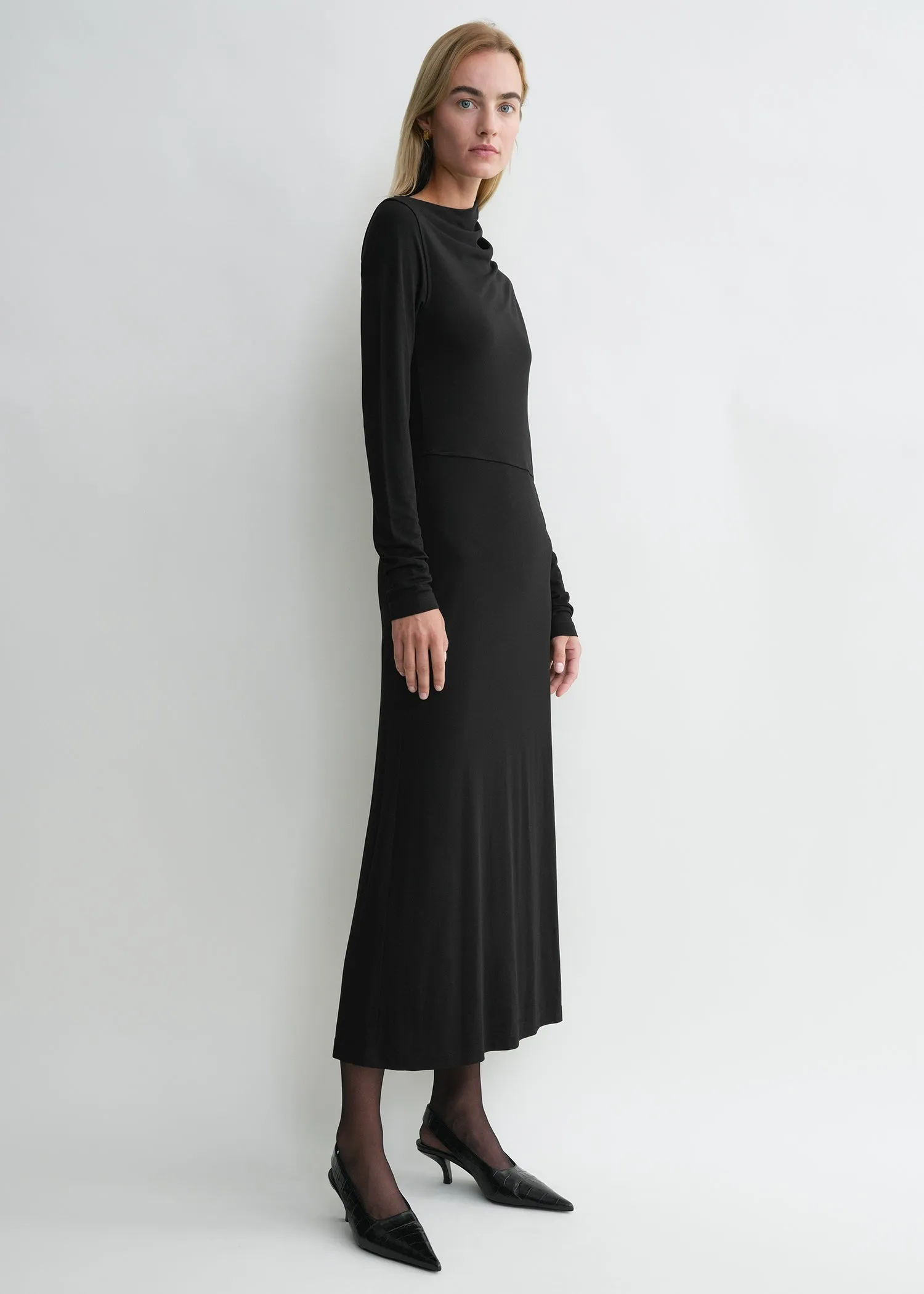 Draped jersey dress black