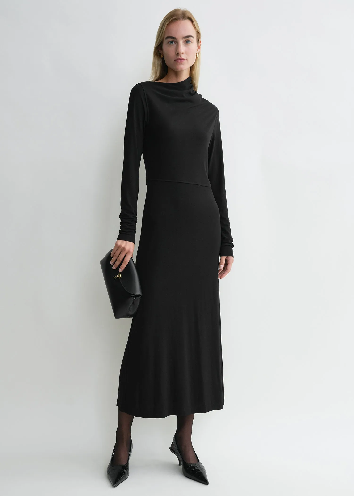 Draped jersey dress black