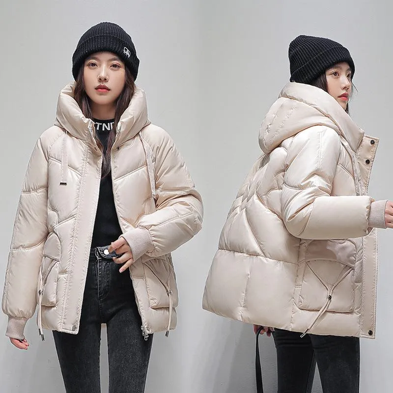 Drawstring Zip-Up Cropped Puffer Jacket