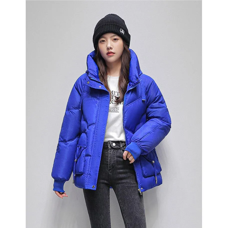 Drawstring Zip-Up Cropped Puffer Jacket