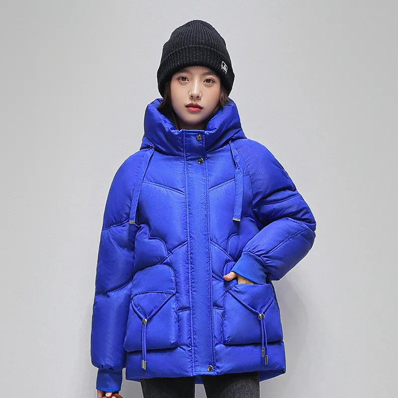 Drawstring Zip-Up Cropped Puffer Jacket