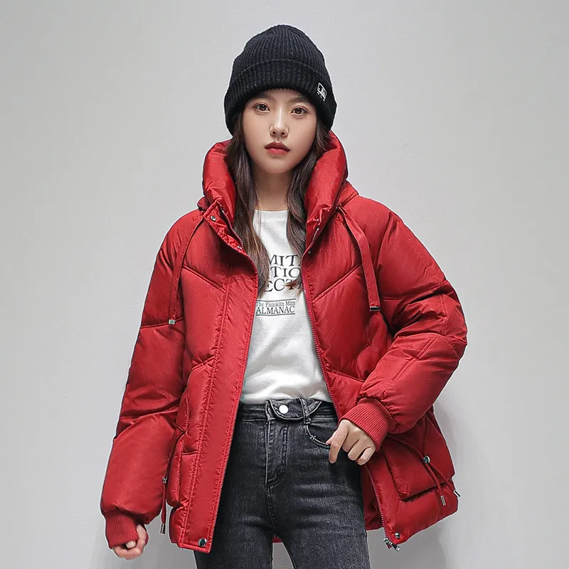 Drawstring Zip-Up Cropped Puffer Jacket