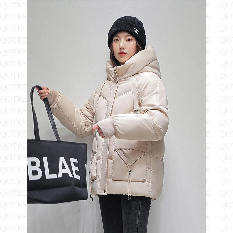 Drawstring Zip-Up Cropped Puffer Jacket