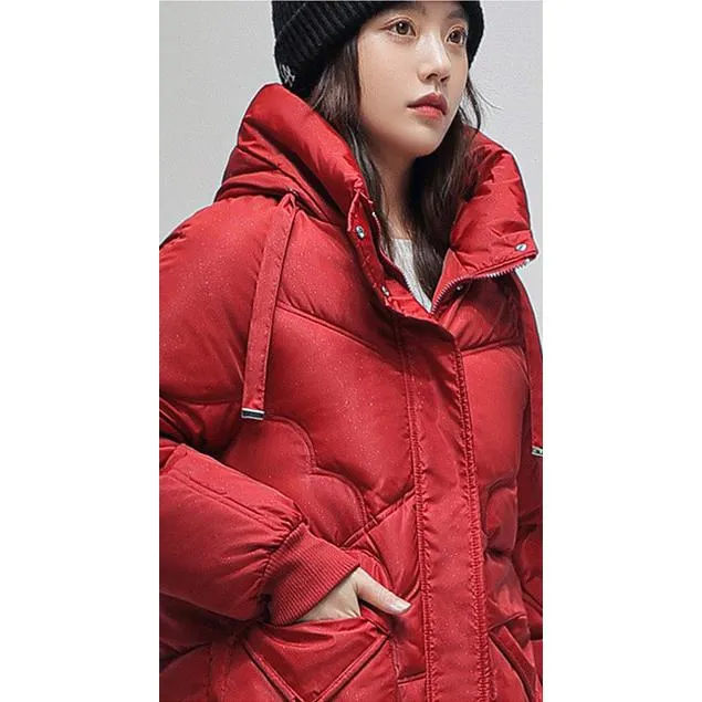 Drawstring Zip-Up Cropped Puffer Jacket