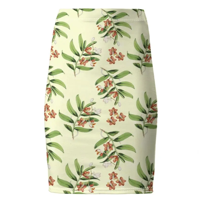 Earth Tone Floral Pencil Skirt