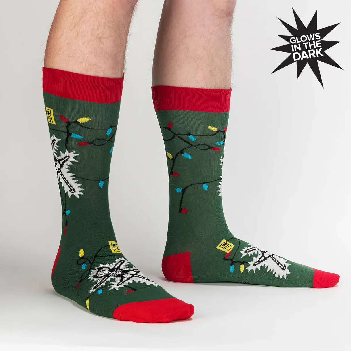 Eating Light This Holiday Men's Crew Socks - Glow in the Dark