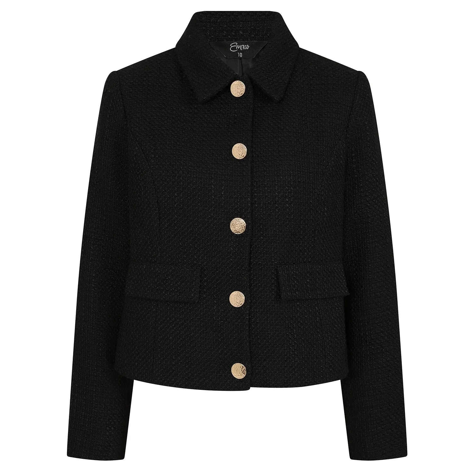 EMRECO Black Cropped Boucle Jacket