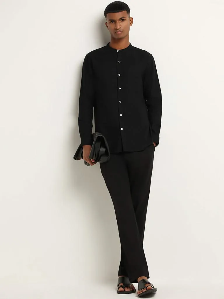 ETA Black Mid-Rise Cotton Slim Fit Chinos