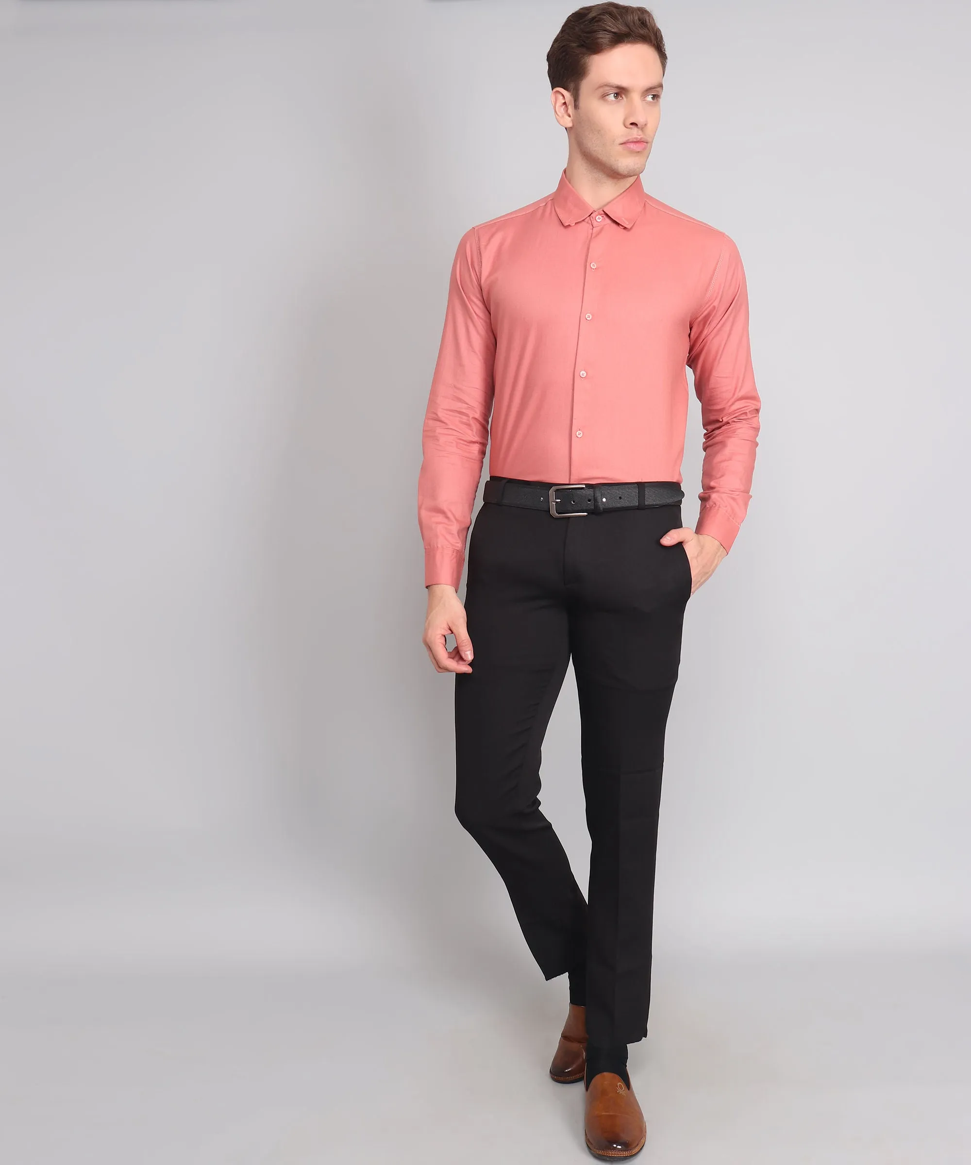 Exclusive TryBuy Premium Peach Button-Up Shirt for Men