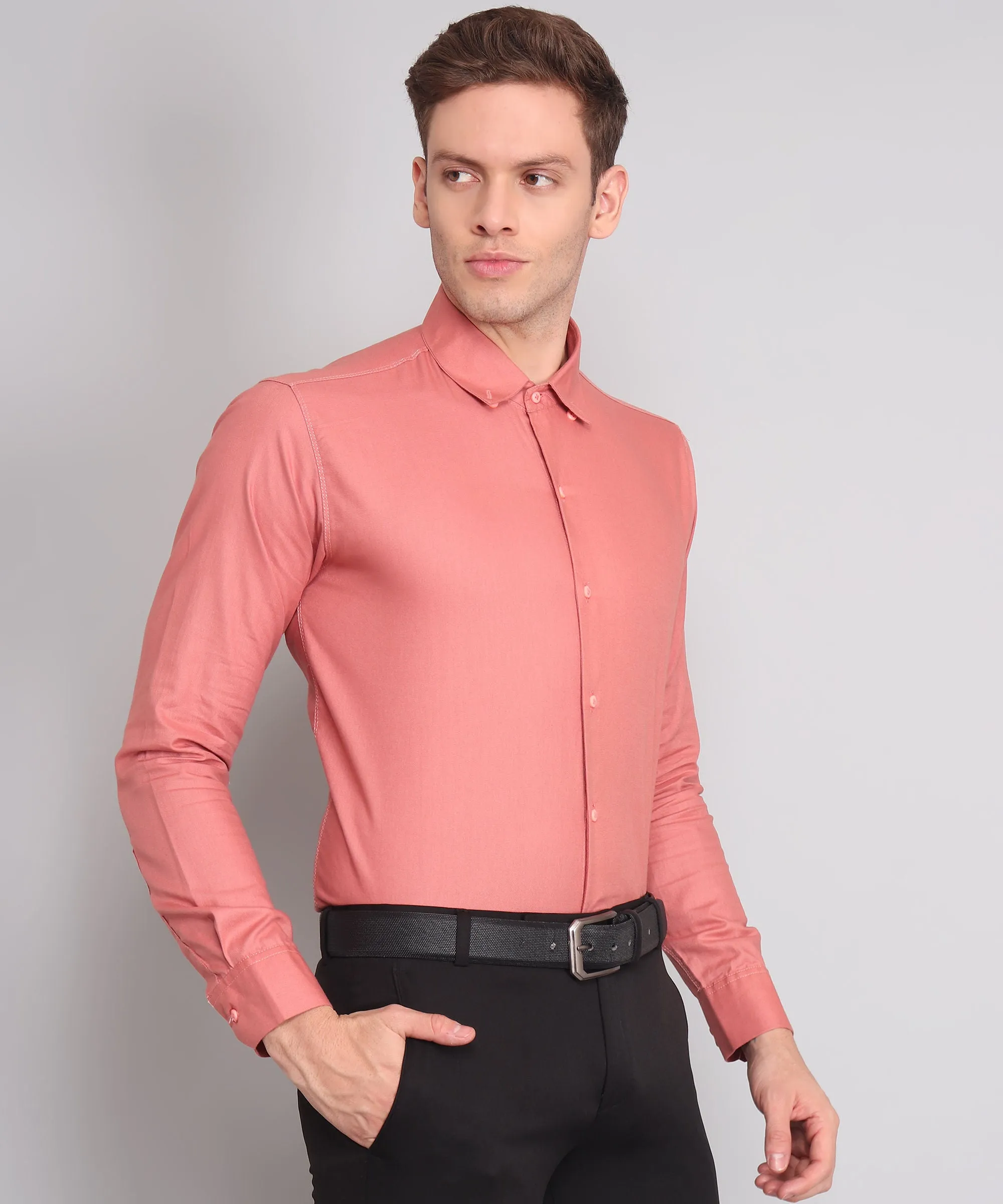 Exclusive TryBuy Premium Peach Button-Up Shirt for Men